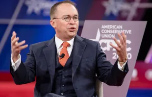 Mick Mulvaney speaks at a February 2020 event. Credit: Samuel Corum / Getty Images News.